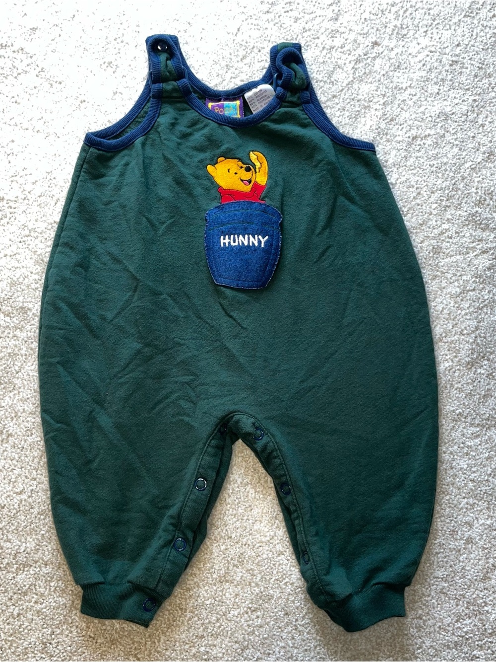 Winnie the Pooh Green 'HUNNY' Baby One-Piece Romper